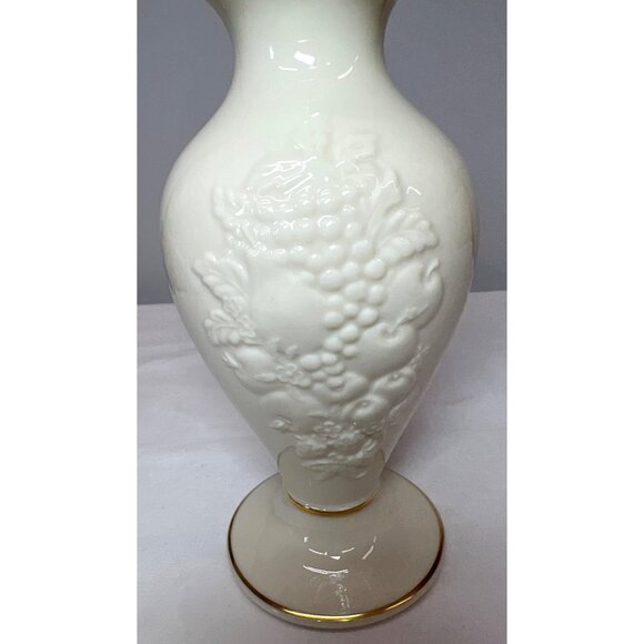 Lenox Fruits Of Life Vase Ivory Gold Trim Porcelain 7.5" Made In USA - Picture 2 of 5
